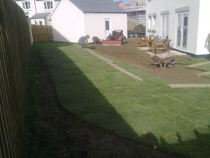Laying lawn at new houses in Tavistock